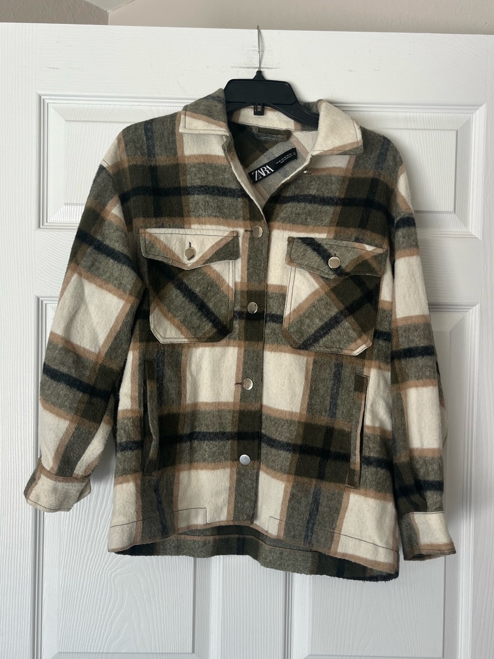 ZARA Plaid Button Down Shacket